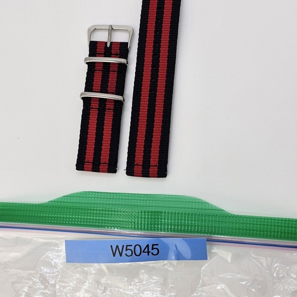 Men's 22MM Canvas Nylon Watch Bands Quick Release Two-Piece‎ Straps Black Red - Picture 7 of 7